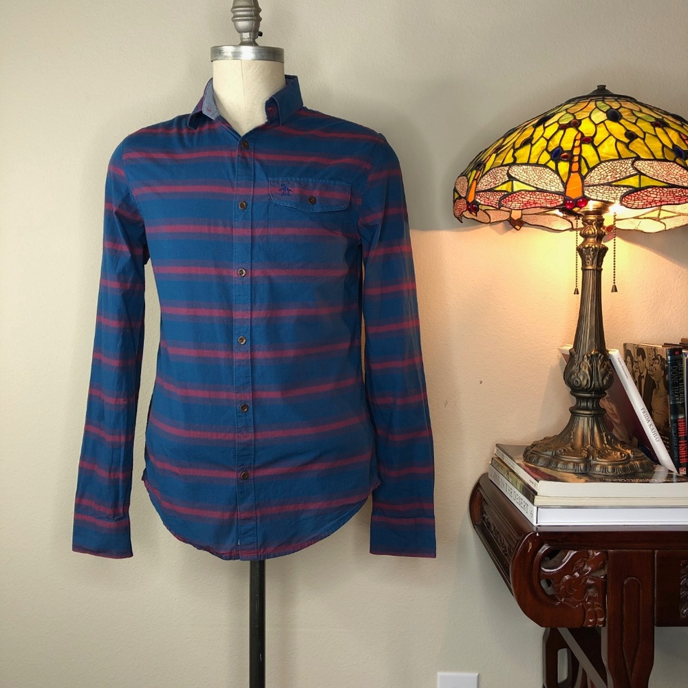 Original Penguin Button Down Striped Lines Geo Pat - Picture 2 of 5